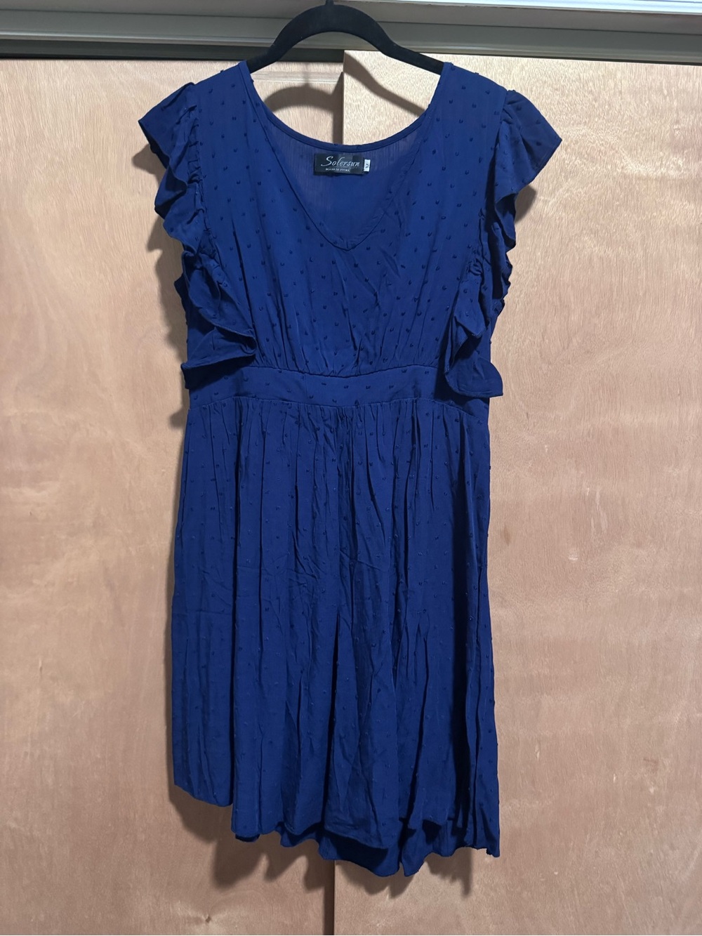 Amazon Blue Ruffle Sleeve Casual Dress